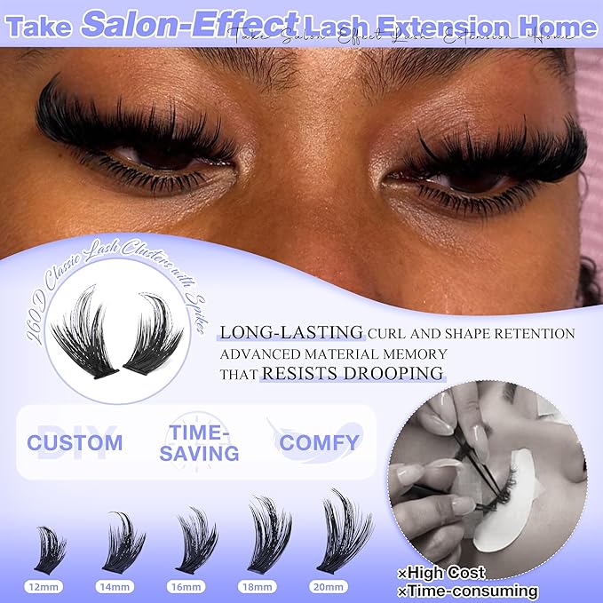 Lash Clusters Manga Eyelash Clusters Wispy Lashes Clusters with Spikes 260D Fluffy Individual Lashes 12-20mm Volume Eyelash Cluster Extensions Thick False Eyelashes Cluster Lash Extensions