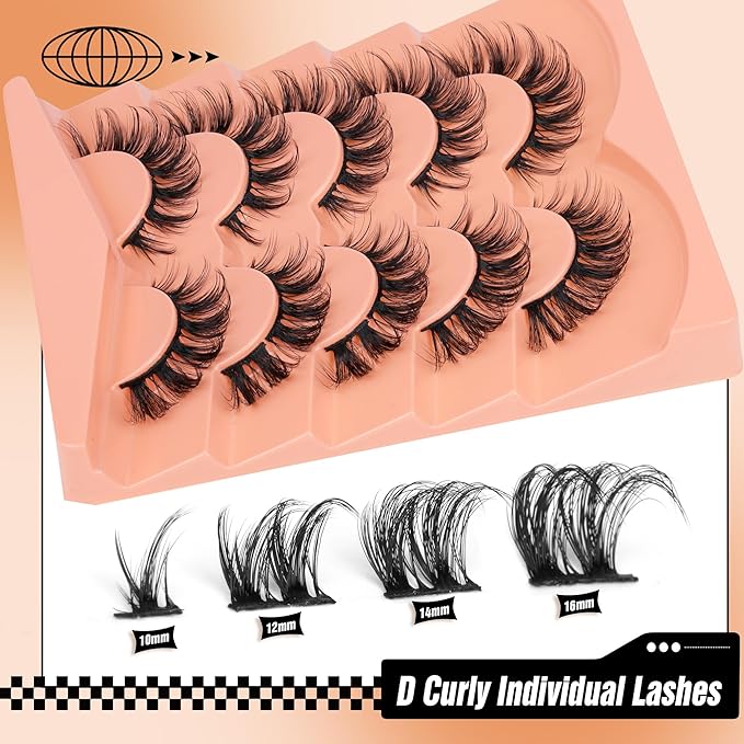 Lash Clusters Kit DIY Individual Eyelashes Extensions with Lash Bond and Seal Remover Natural Cluster Lashes Wispy Eyelashes Extension Kit by Eefofnn