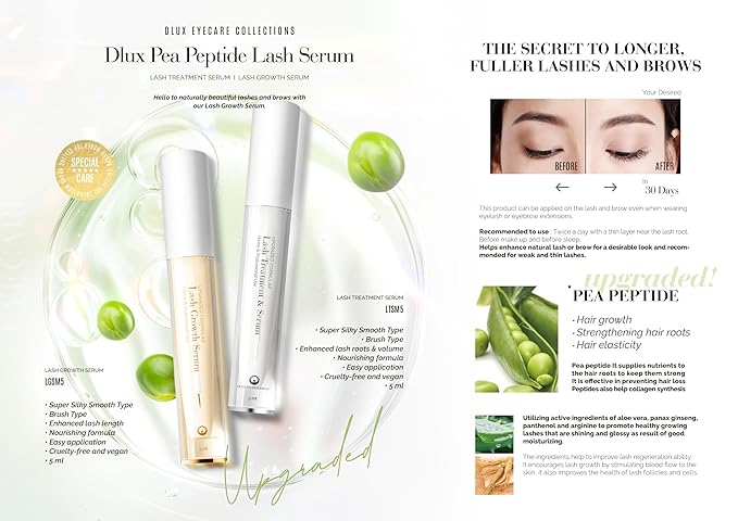 Lash Growth SET, Eyelash Serum for Longer and Healthier lashes, Eyelash Enhancer, brow serum, hair growth serum, Made in Korea. 5ml
