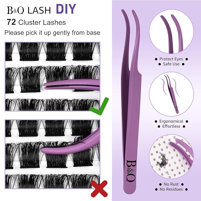 Lash ClusterS Eyelash Extension Kit Individual Lashes Clusters with Lash Cluster Glue and Remover for DIY Eyelashes Extensions (Kit,B07)