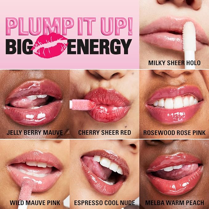 Revolution Beauty London, Pout Bomb Plumping Lip Gloss, High-Shine for Glossy, Fuller & Plump Lips with Hyaluronic Acid & Peptides, Vegan & Cruelty-Free, Deep Rosewood Rose Pink, 0.15 fl oz