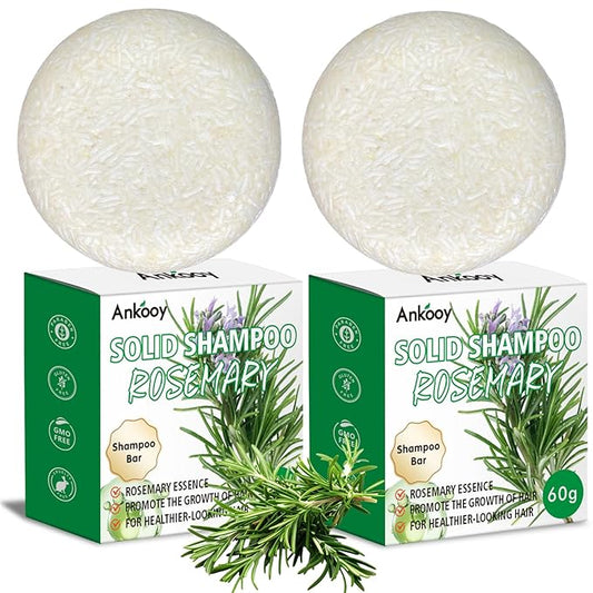 2 Pack Solid Shampoo Bar with Rosemary Oil for Thinning Hair,Natural&Organic Hair Shampoo Soap Bar for Women&Men,Strengthens,Thickens,Controls Oil,Dandruff Solid Soap for Scalp Cleansing&Volume