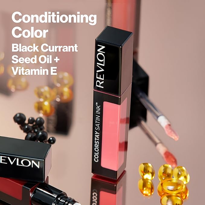 Revlon ColorStay Satin Ink Liquid Lipstick, Longwear Rich Lip Colors, Formulated with Black Currant Seed Oil, 021 Partner in Wine, 0.17 fl oz