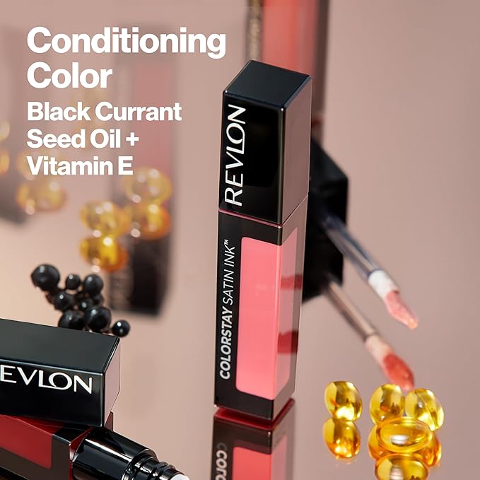 Revlon ColorStay Satin Ink Liquid Lipstick, Longwear Rich Lip Colors, Formulated with Black Currant Seed Oil, 019 My Own Boss, 0.17 fl oz