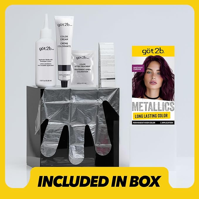 got2b Metallics Permanent Hair Dye, Amethyst Chrome M69, Hair Color for Women & Men, Formulated with Metallic-Shine Booster for Cool, Shimmering Tones, Lasts Up to 30 Washes, 1 Kit (Pack of 2)