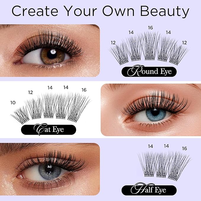 Lashes Clusters Natural Look 168Pcs Wispy Lashes Reusable Super Thin Band & Soft Individual Volume Faux Mink Lashes by Winkgiggle(703D+)