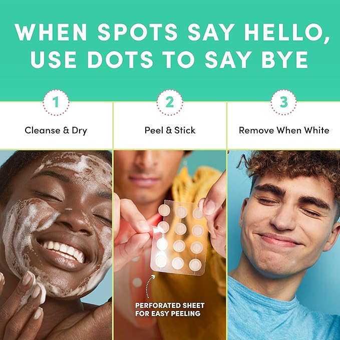 Dots for Spots Pimple Patches For Face - Stocking Stuffers For Teens - Fast Acting, Translucent Hydrocolloid Zit Patches that Unclog Pores Korean Skin Care - Vegan, Cruelty Free - (60 count)