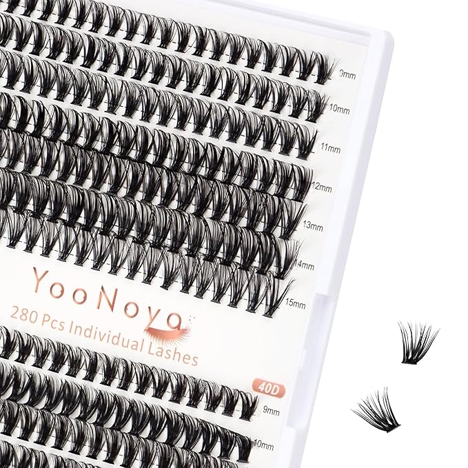 Lash Clusters 280pcs DIY Individual Lashes 30D 40D Cluster Eyelash Extensions 9-15mm Eyelash Clusters Lash Extensions for Self Application (30D+40D, 0.07D, 9-15mm)