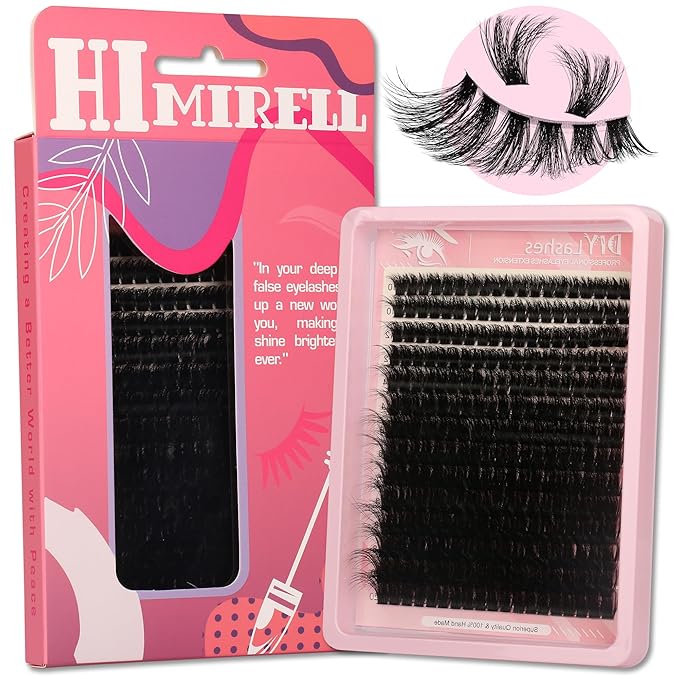D Curl Eyelash Lash Clusters Lashes Extensions 280 Pcs Volume Wispy Individual Eye Lash Cluster 100P DIY Home Makeup Thin Band Clusters Lashes Extension Kit (9-20MM)