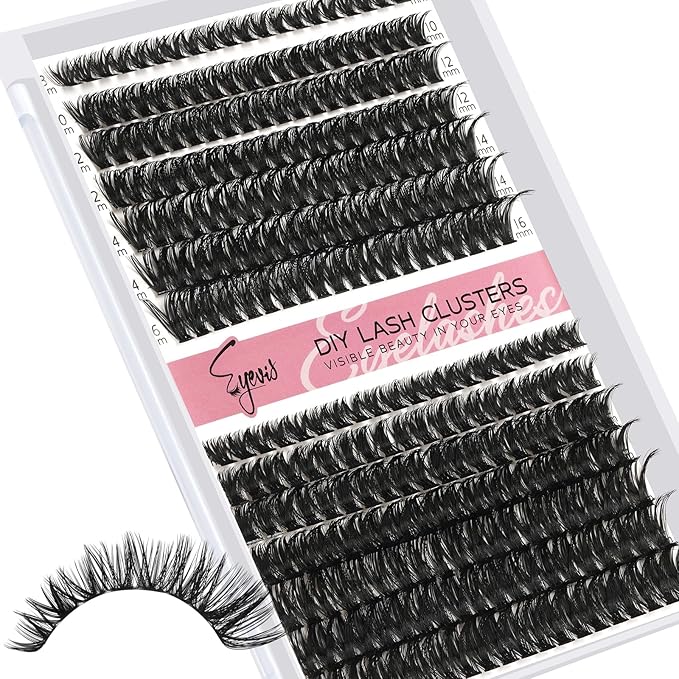 Lash Clusters 60D+80D False Eyelashes 280PCS Eyelash Clusters 8-16mm Individual Lashes Cluster D Curl DIY Eyelash Extensions at Home (60D+80D-0.07D,8-16MIX)
