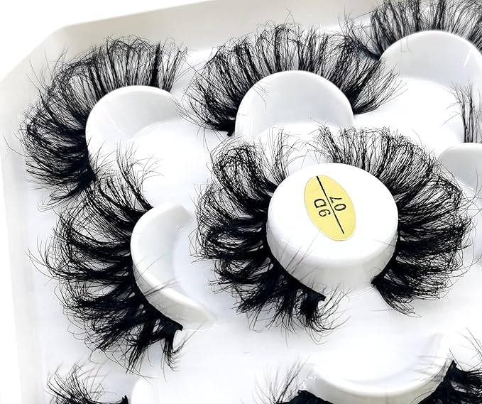 HBZGTLAD new 5 Pairs 25 mm 3d Mink Lashes Bulk Faux with Custom Natural Mink Lashes Pack Short Wholesales Natural False Eyelashes (9D-07)