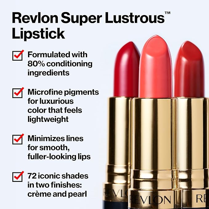 Revlon Super Lustrous Lipstick, Creamy Formula For Soft, Fuller-Looking Lips, Moisturized Feel, 761 Extra Spicy, 0.15 oz