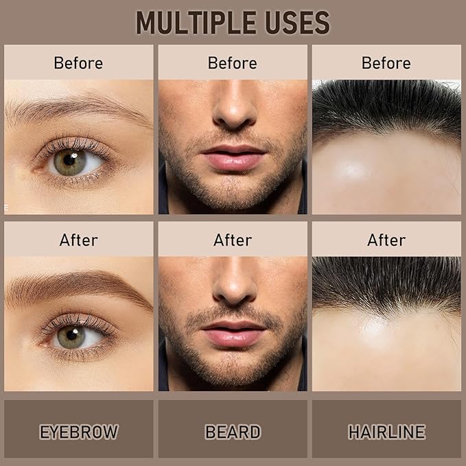 Dual-Ended Microblading Eyebrow Pencil for Women, 2 in 1 Liquid Eyebrow Pencil with Curved Tip and 4D Brow-Fection Microblading Pen, Shaped Fill HairLike Waterproof Lasting Eyebrows 05 Black