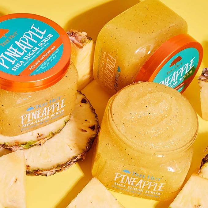 Tree Hut Pineapple Shea Sugar Scrub, Exfoliating, Hydrating & Moisturizing Body Scrub with Shea Butter & Nourishing Essential Oils, Smooth & Soften Skin, 18 oz