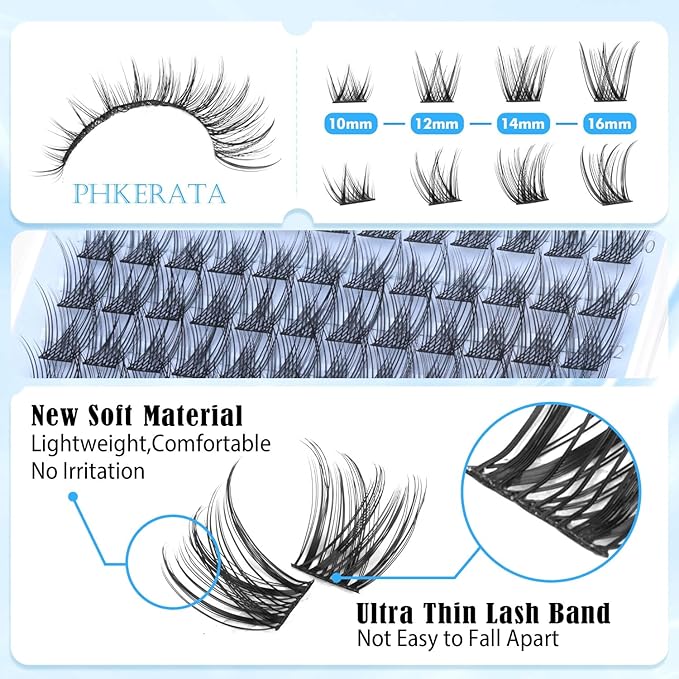 Wispy Eyelash Clusters Natural Lash Clusters 120 pcs Individual Lashes Clusters DIY Cluster Eyelash Extensions with Soft Lash Band, 10-16 mm