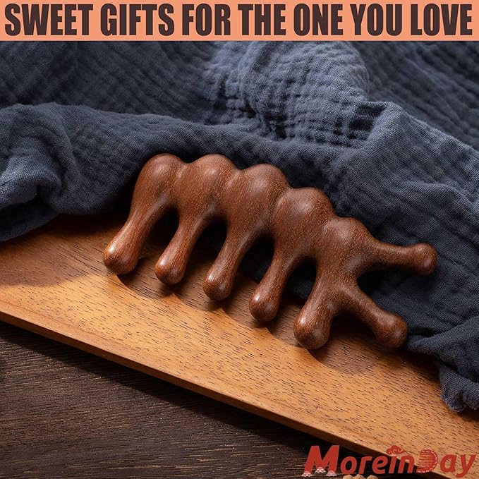 Wooden Scalp Massager for Scalp Gua sha, Massage Comb, Wooden Head Massager - Sandalwood