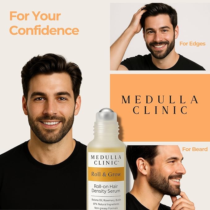 Hair Growth Serum Roll On with Batana, Rosemary & Biotin - Natural Scalp Treatment for Thinning Hair for Men & Women - Non-Greasy Easy Application - 1 fl oz | 30 ml