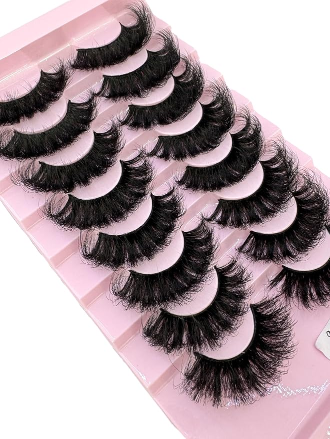 HBZGTLAD Mink Lashes Fluffy False Eyelashes 25mm Dramatic Faux Mink Eyelashes Natural Look Cat Eye Volume Eye Lashes Multipack (9D-31)