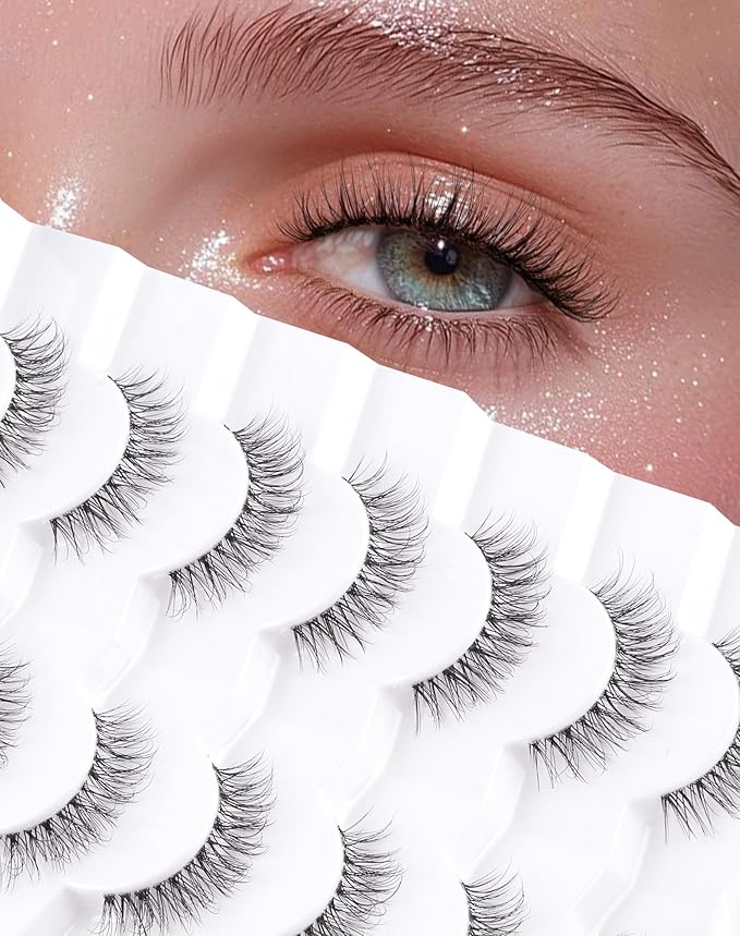 Wispy Lashes Natural Eyelashes - Fake Eyelashes with Clear Band - Light-01