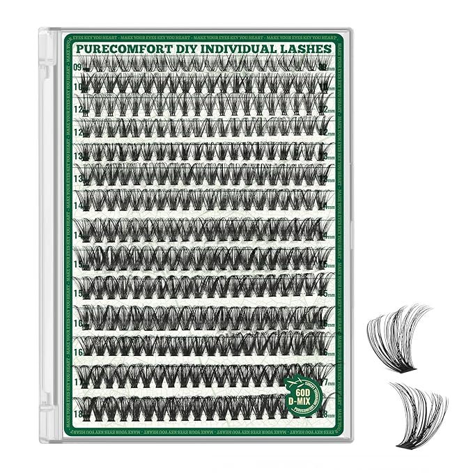 Lash Clusters 280Pcs Eyelash Clusters KEYYOU 60D D Curl 9-18MIX Clusters Lashes Thick Super Soft Wispy DIY Eyelash Extension at Home(60D-D,9-18MIX)