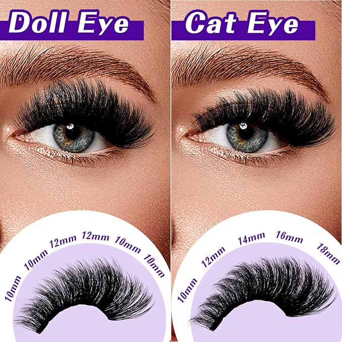B&Qaugen Lash Clusters 3D Thick Eyelash Clusters 280pcs Cluster Eyelash Extensions 10-18mm 100D Wispy Individual Lashes Volume Lash Clusters DIY Lash Extensions at Home (100D-MIX10-18mm), Black