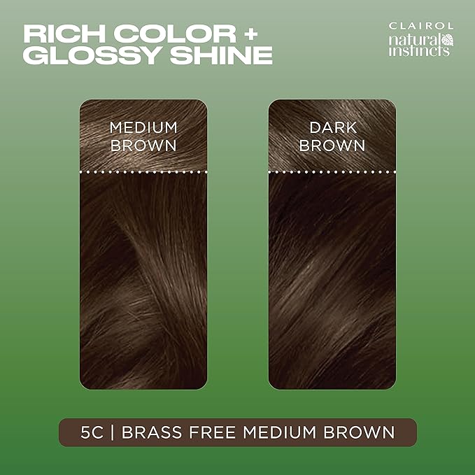 Clairol Natural Instincts Demi-Permanent Hair Dye, 5C Brass Free Medium Brown Hair Color, Pack of 1