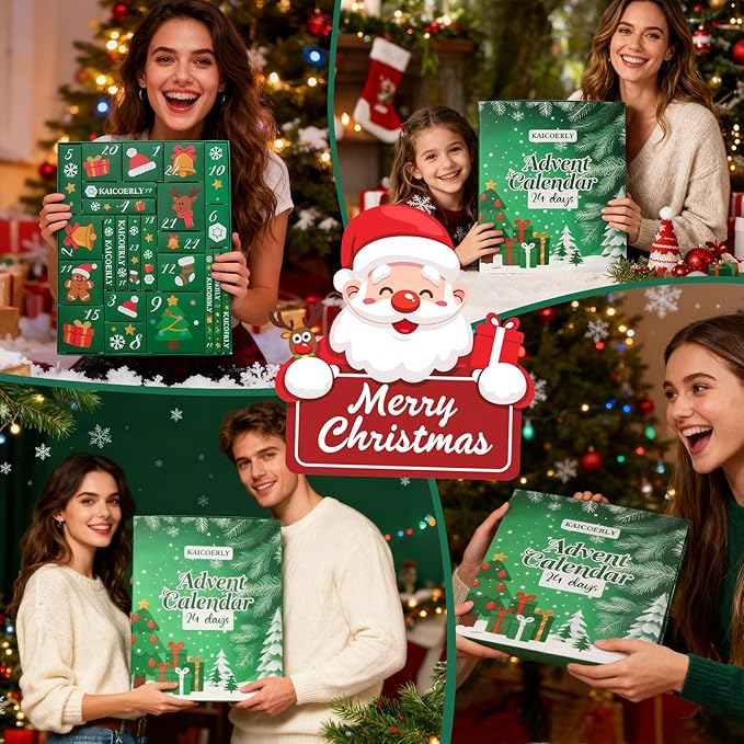 Makeup Advent Calendar 2025,24 Days Christmas Advent Calendar for Teen Girls,2025 Xmas Countdown Calendar Make Up Sets for Christmas Party Festival with Mascara Eyeshadow Lipstick Blush Eyebrow Soap