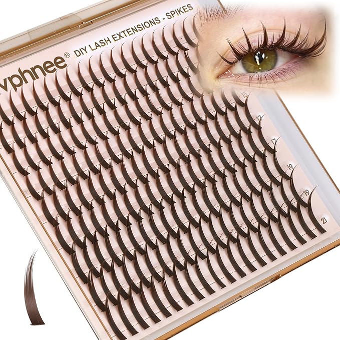 Lash Spikes Brown Eyelash Individuals Manga Lash Clusters Spiky Eyelash Extensions 13-21MM Long Cluster Lash Pack D-Curly Fairy Individual Lashes 180Pcs Anime DIY Lash Extensions