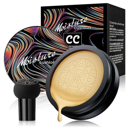 Mushroom Head Air Cushion CC Cream Strong Concealer, Face Makeup Cushion Foundation Long Lasting, Moisturizing BB Cream Makeup Base Primer Even Skin Tone for All (Buff Beige, 3.21 Ounce (Pack of 1))