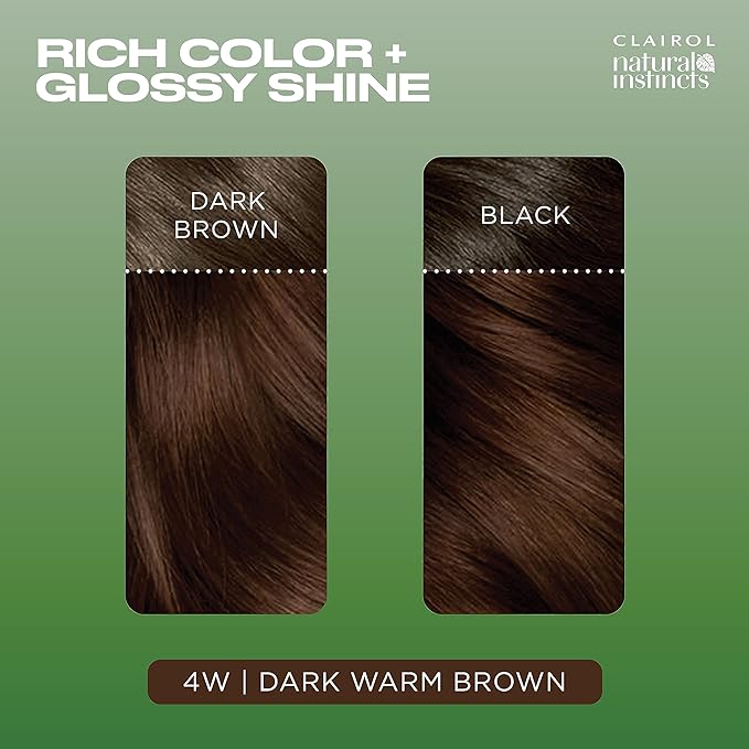 Clairol Natural Instincts Demi-Permanent Hair Dye, 4W Dark Warm Brown Hair Color, Pack of 1