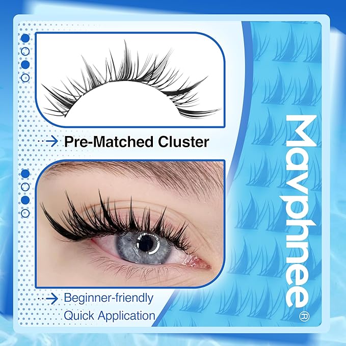 Fox Eye Lash Clusters Spiky Individual Lash Extensions L-Curly Fairy Cluster Eyelash Extensions Anime Wispy Individual Eyelashes Left & Right Cat Eye Cluster Lashes Manga Lash Extension Easy to Apply