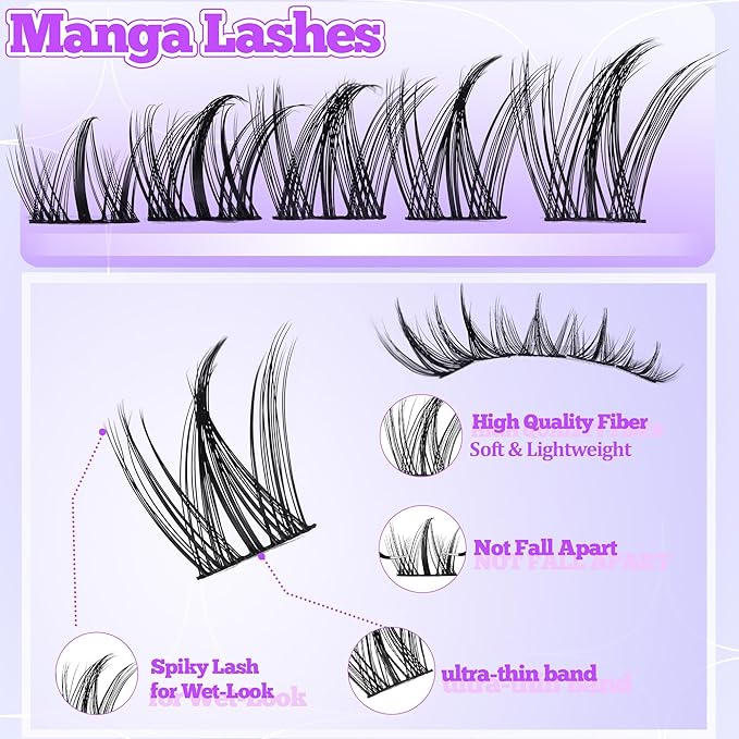 Lash Clusters Wispy Eyelash Cluster Eyelash Extensions Clusters Lashes Extension Natural Look Eyelashes Fairy Lash Clusters Manga Individual Lashes for Self Application (8-16MM)