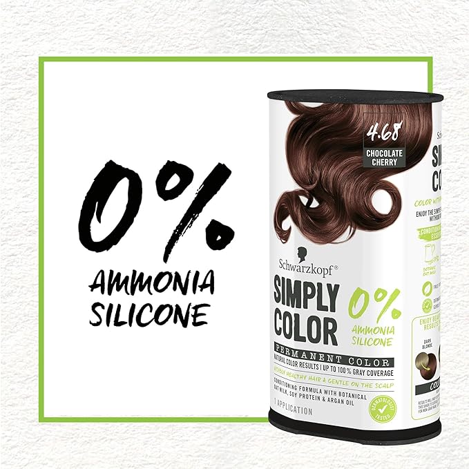Schwarzkopf Simply Color Permanent Hair Dye, 4.68 Chocolate Cherry, Long-Lasting with Nourishing Ingredients, No Ammonia or Silicone, All Hair Types