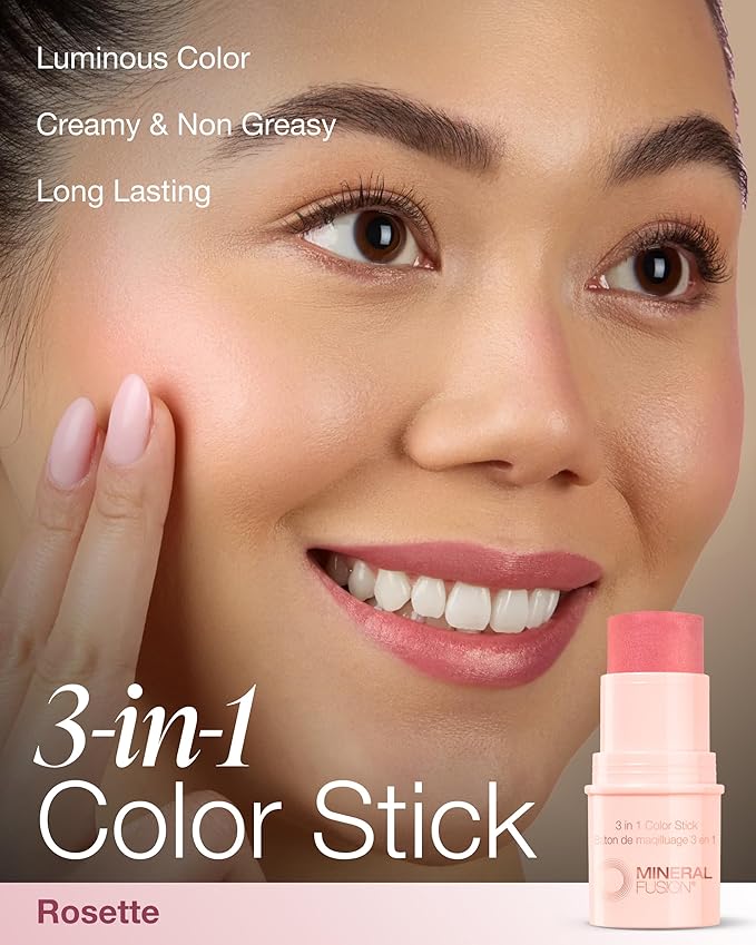 Mineral Fusion, Color Stick Rosette 3 In 1, 0.18 Ounce