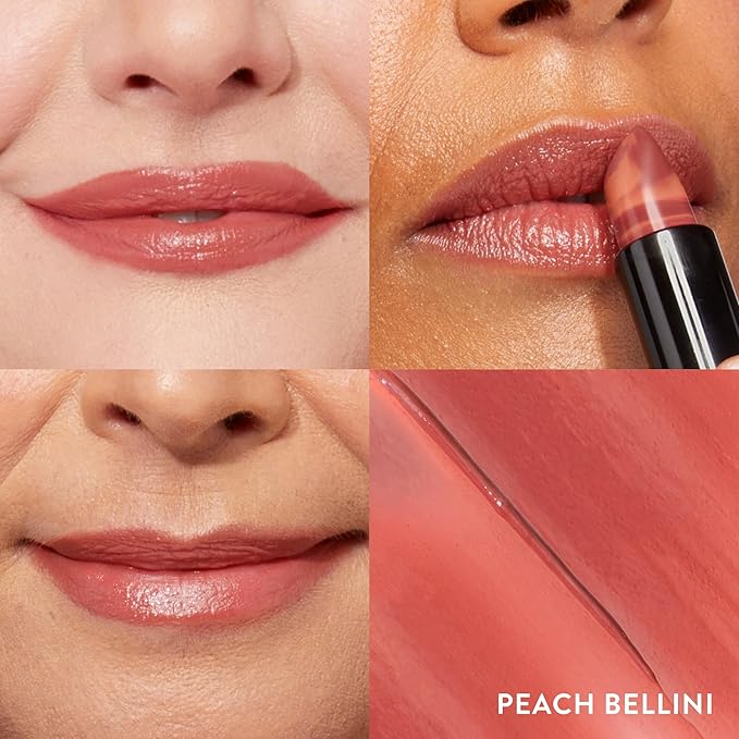 LAURA GELLER NEW YORK Italian Marble Sheer Lipstick - Peach Bellini - Hydrating & Lightweight - Vitamin E & Caster Seed Oil - Cream Finish
