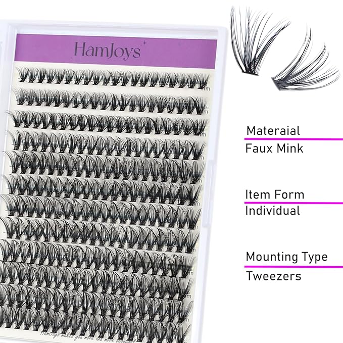 Cluster Lashes 240pcs 40D DIY Eyelash Extension C Curl Long Individual Lashes Mixed Tray Faux Mink Lash Clusters Extensions 0.07 Black (40D-0.07C-9-16mm)