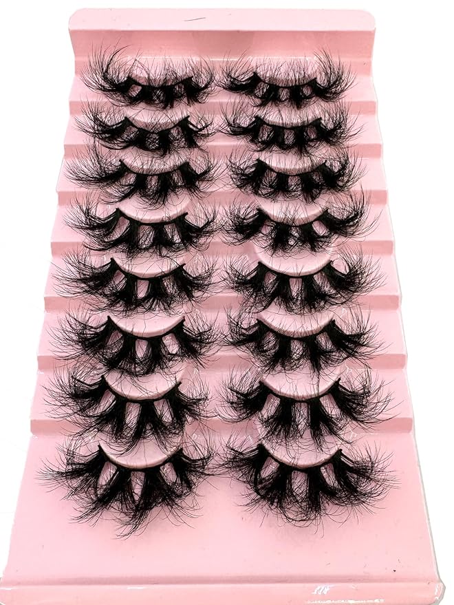 HBZGTLAD Mink Lashes Fluffy False Eyelashes 25mm Dramatic Faux Mink Eyelashes Natural Look Cat Eye Volume Eye Lashes Multipack (9D-22)