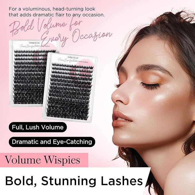 Cluster Lashes Wispy Lash Clusters Soft D Curl Eyelash Clusters Russian Lashes Clusters DIY Eyelash Extensions at Home,Thin Bank MIX (DDX163)
