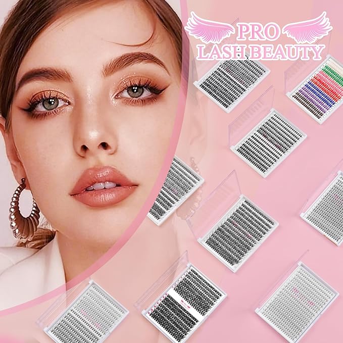 Individual Lashes 60D Mixed 0.05 Lash Clusters 14 Rows that Look Like Eyelash Extensions DIY Lash Extension Self Application At Home (60D-D-9-16mix)