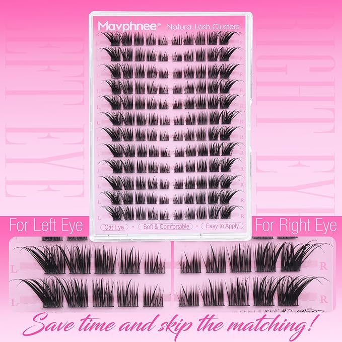 Fox Eye Lash Clutsers Wispy Cluster Eyelash Extensions Fairy Cat Eye Individual Lash Extension LC-Curly Cluster Lashes DIY Lash Pack Natural Eyelash Clusters Beginner-friendly by Mavphnee