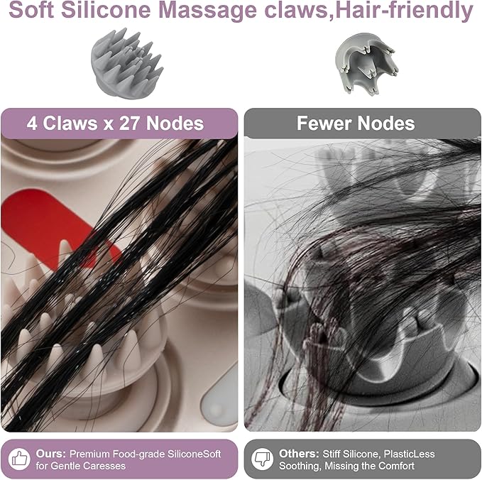 Electric Scalp Massager, Portable Head Stress Relax,IPX7 Waterproof Rechargeable Head Massager Scalp Stress Relax, Body for Deep Cleansing, Relief, Hair Growth (Gold)