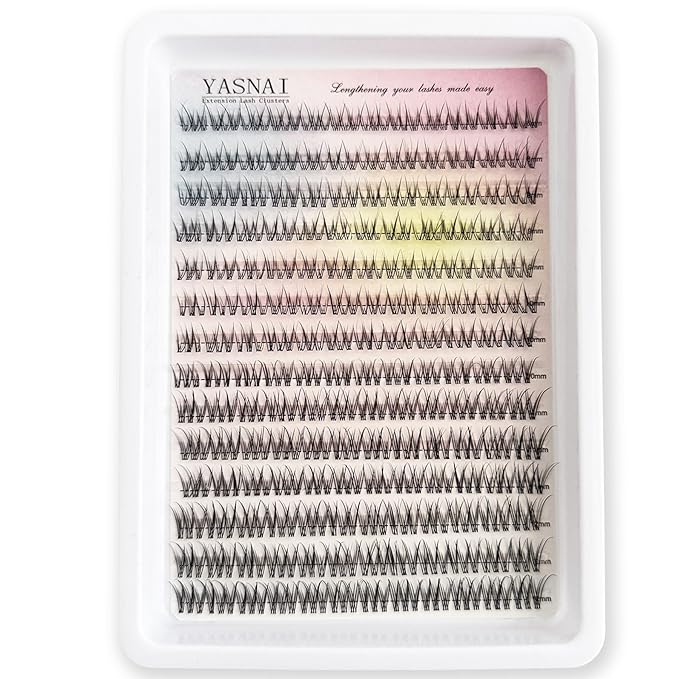 Lash Clusters Natural Look Wispy C Curl Lash Extensions, Natural Lash Clusters Clear Band 8-12MM 168pcs DIY Eyelash Extension, Yasnai Individual Eyelash Clusters DIY at Home