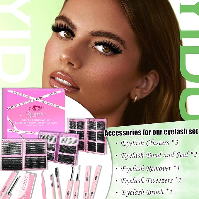 6 Box Mix Lashes Clusters Kit Gift Packs 1686Pcs with 2X Bond&Seal Volume Mega/Bottom Soft Extension False Eyelash D Curl Wispy Natural DIY Individual Fake Eyelashes for Beginners Bulk Pack