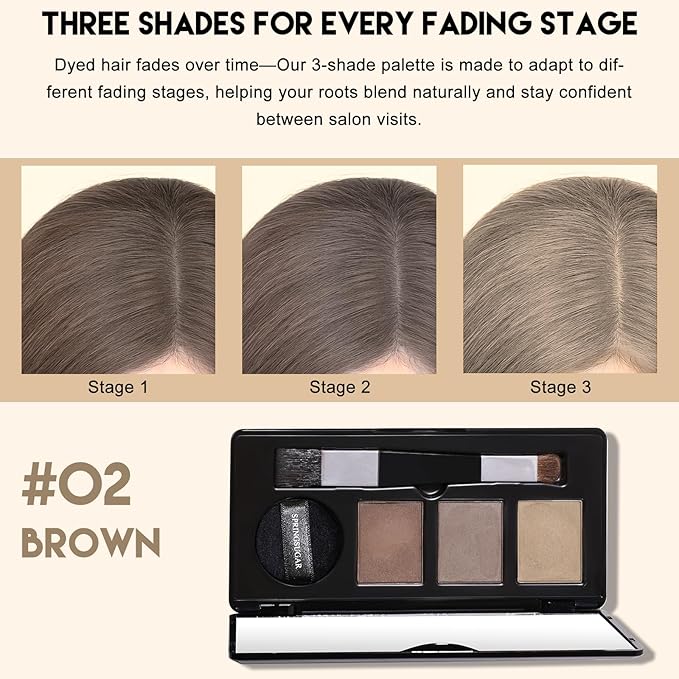 Root Touch Up Hair Color – 3 Color Blendable Hairline Powder for Gray Coverage, Root Cover Up & Thinning Edges – 48H Sweat Resistant, Natural Finish for Women & Men – Brown