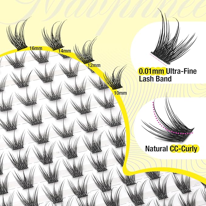 Wispy Lash Clusters Spiky Eyelash Extensions Fairy Lash Extension CC-Curly Cluster Lashes Individuals Natural Look DIY Eyelash Clusters Wet Look Soft Featherlight 10-16MM