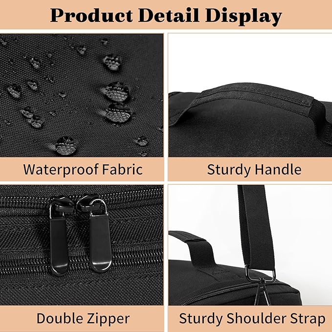 Makeup Travel Train Case, Black Makeup Carrying Organizer Bag, 4 Tier Professional Organizer Case with Straps Pockets for MakeUp Tools