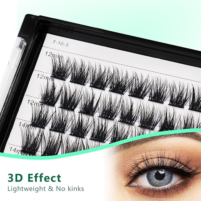 Bodermincer Lash Clusters D Curl Black/Brown/Colored Lashes 10-12-14/12-14-16/16-18-20mm Mixed Lash Clusters Kit For Beginner (M01# 10-12-14mm Mixed)