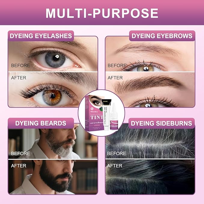 Eyelash & Eyebrow Color Kit, Professional Instant Lash & Brow Color Kit with Natural Black Effects, Easy to Use, DIY Hair Coloring for Salon Home Use 7ml