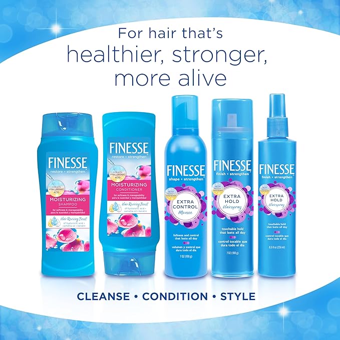 FINESSE Restore + Strengthen Moisturizing 2in1 Shampoo + Conditioner, 24 Ounce (Pack of 6)