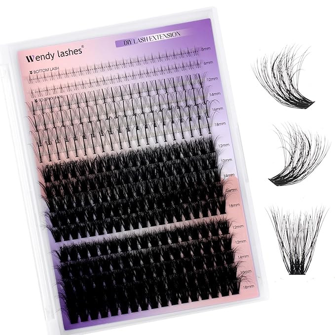 Lash Clusters With Bottom Lashes 60/80D C/D Curl 12-18mm Multi-types Individual Clusters Eyelash Extensions, Spike, Wispy Lash clusters(60/80D-3D)